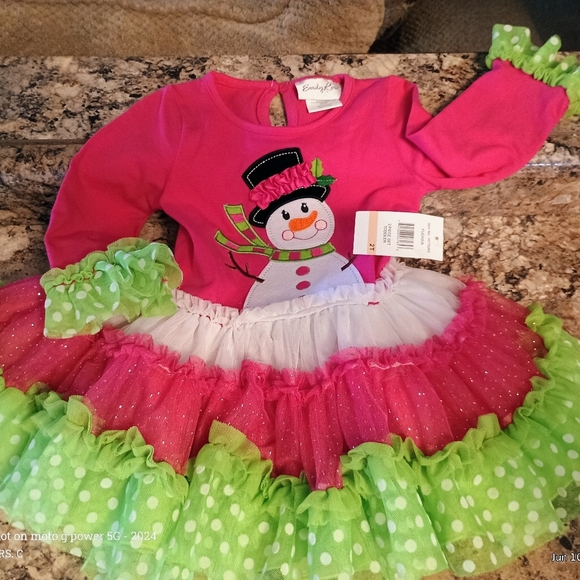 Emily Rose two-piece set long sleeve girls tutu shirt snowman. New With Tags - Picture 5 of 7